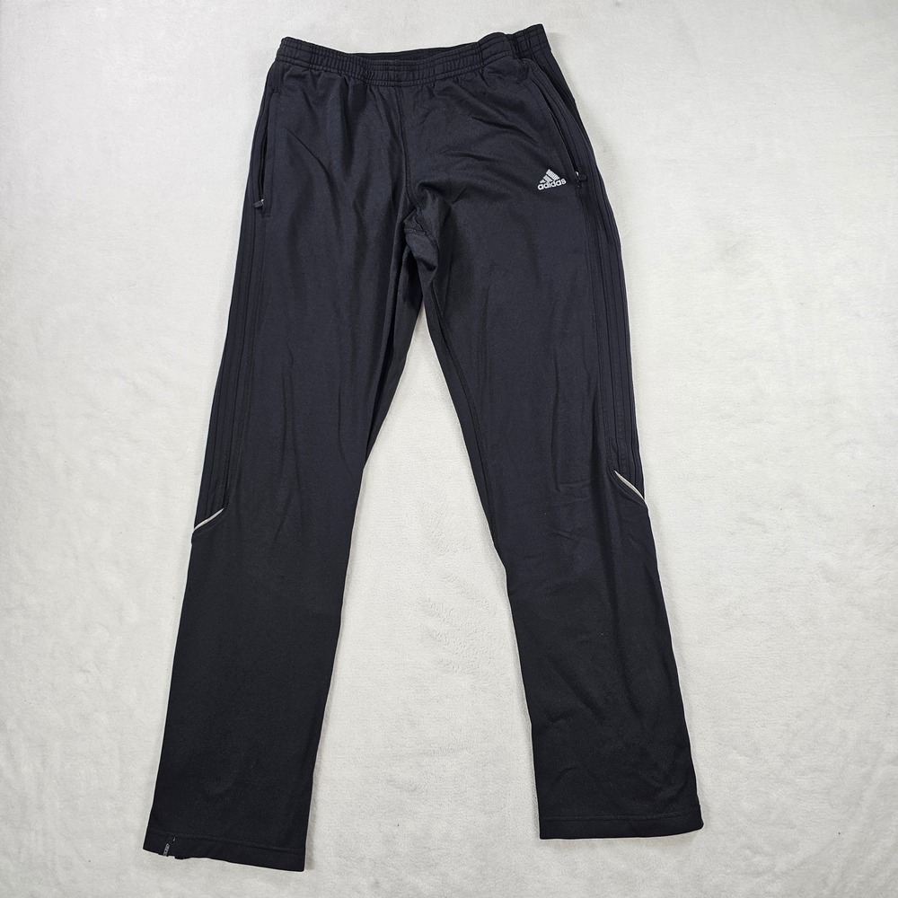 Adidas Track Pants Womens Small Black Excellent 3-Stripe Zipper Pockets AZF001